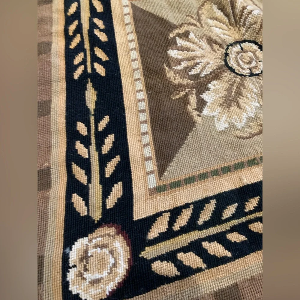 Vintage Tapestry Rug Henri Samuel French Aubusson Needlepoint Medallion Design